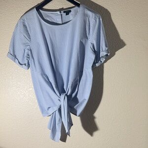Ann Taylor Blue Striped Blouse